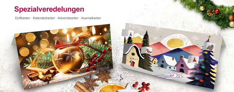 Weihnachtskarten mit Spezialveredelung