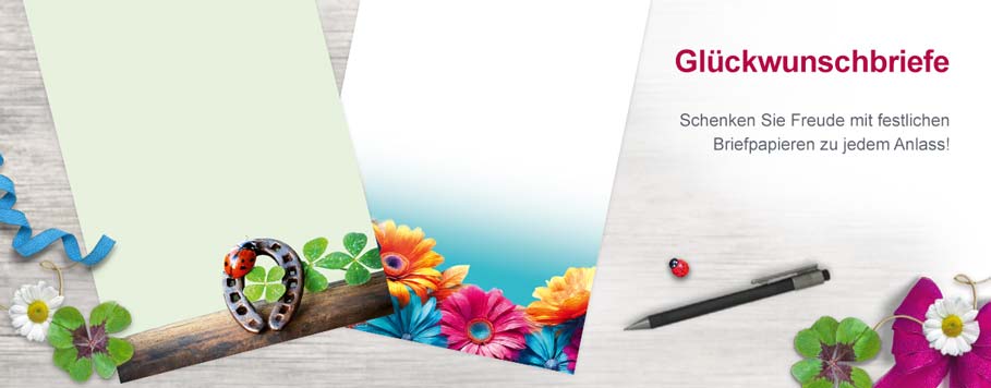 Übersichtsseite zu unserem Firmen-Glückwunschbriefpapier Glückwunschkarten