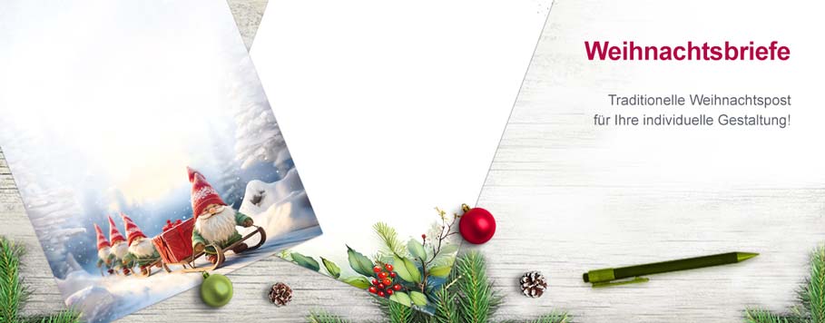 Übersichtsseite zu unserem Firmen-Weihnachtsbriefpapier Weihnachtsbriefe